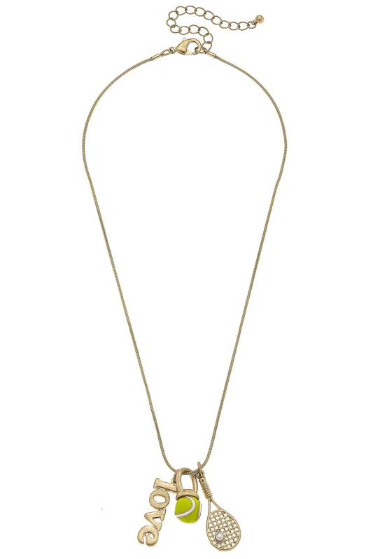 Justine Tennis Charm Necklace in Shiny Gold sold by Canvas Style