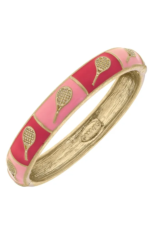 Elena Tennis Sculpted Enamel Hinge Bangle in Pink sold by Canvas Style
