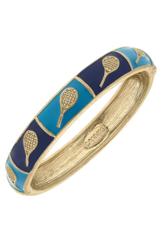 Elena Tennis Sculpted Enamel Hinge Bangle in Blue sold by Canvas Style