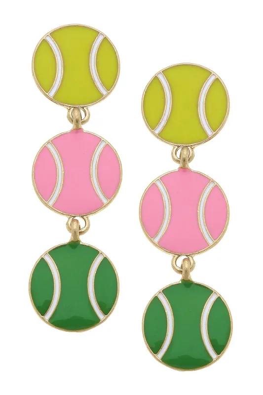 Margaret Linked Tennis Ball Earrings in Multi sold by Canvas Style