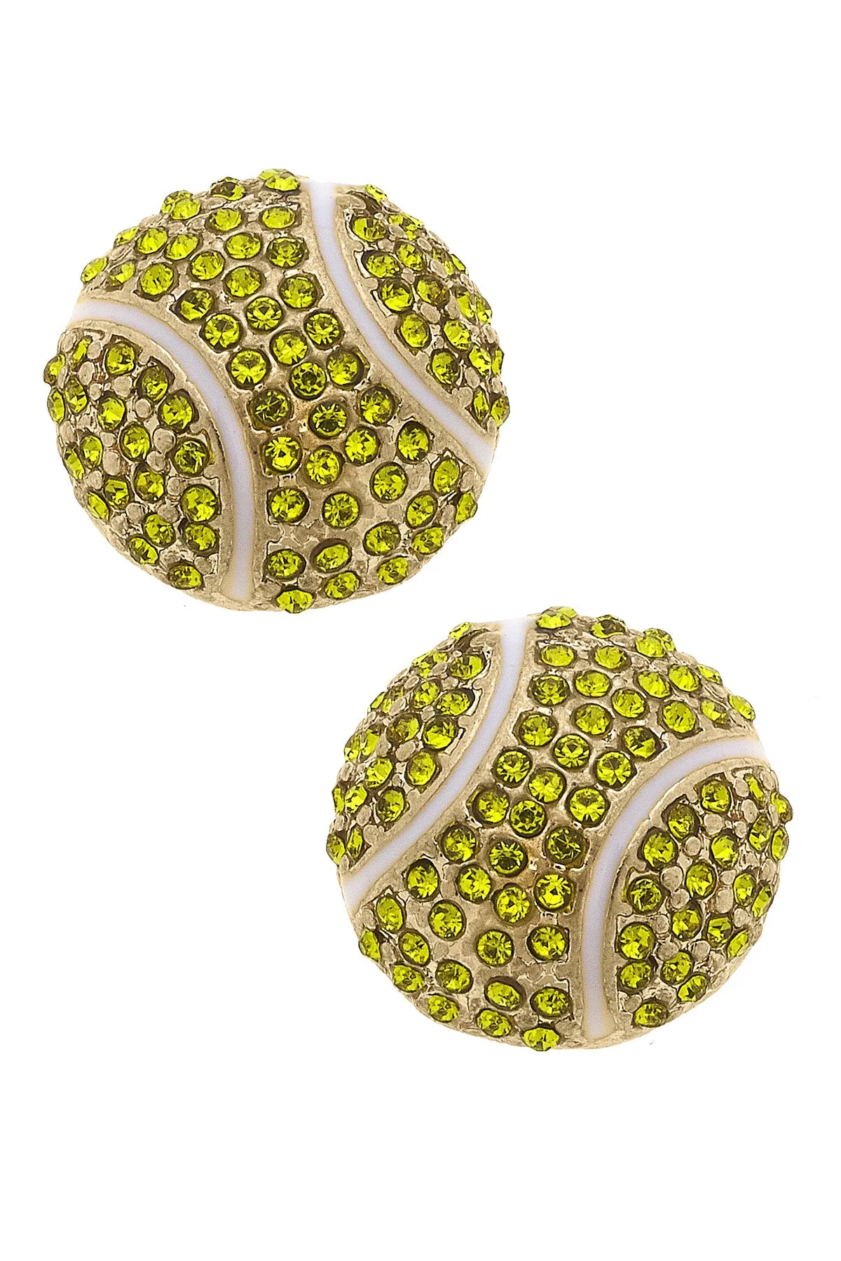 Aryna Pave Tennis Ball Stud Earrings in Neon Yellow sold by Canvas Style