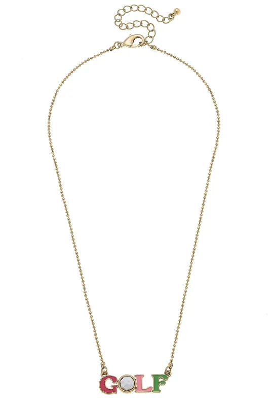 GOLF Enamel Necklace in Pink & Green sold by Canvas Style