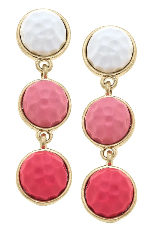 Flynn Linked Golf Ball Earrings in Pink & White sold by Canvas Style
