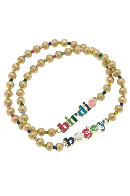 Birdie Bogey Rainbow Ball Bead Stretch Bracelet Set of 2 sold by Canvas Style