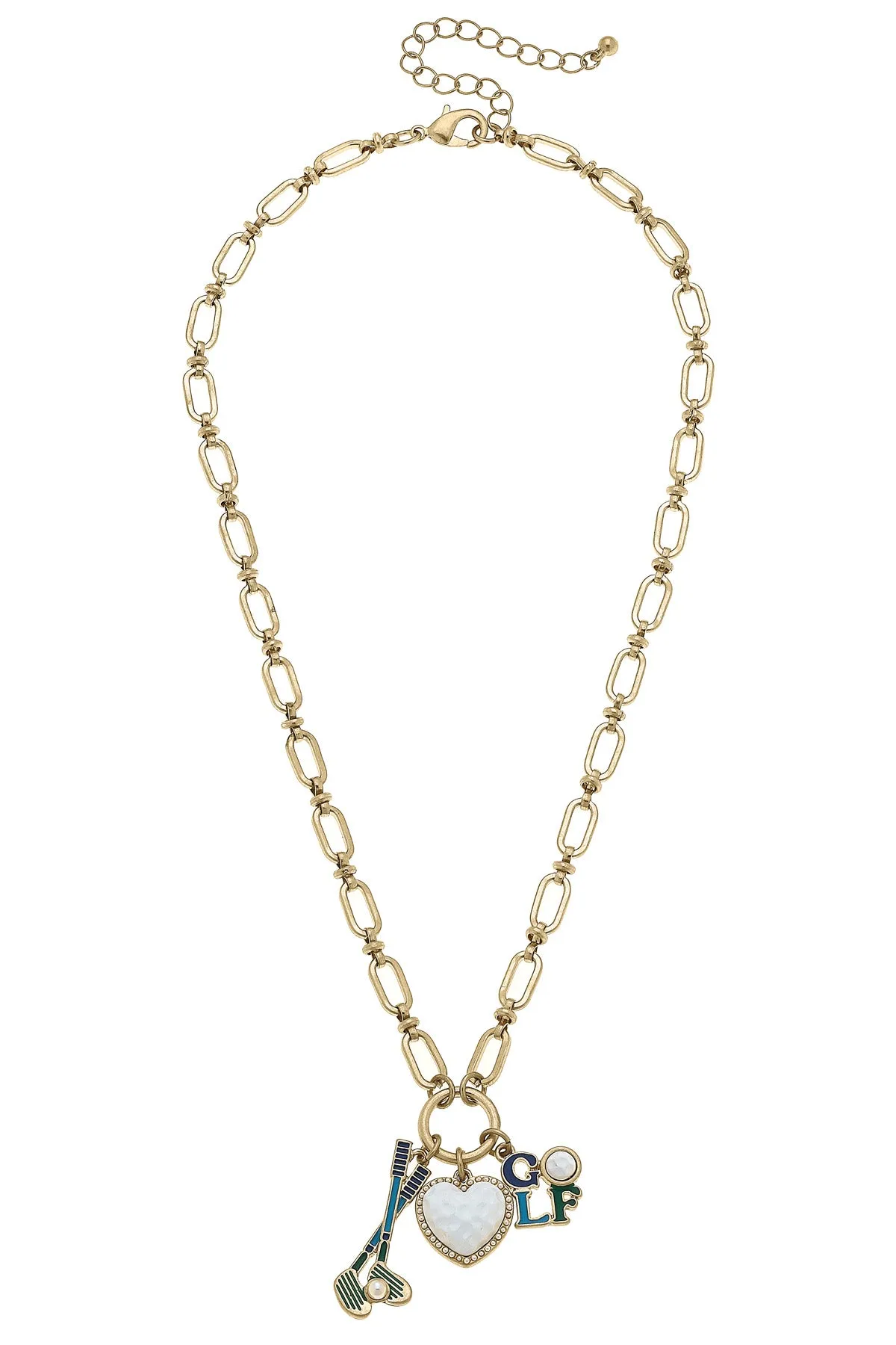 Celine Linked Golf Charm Necklace in Shiny Gold sold by Canvas Style