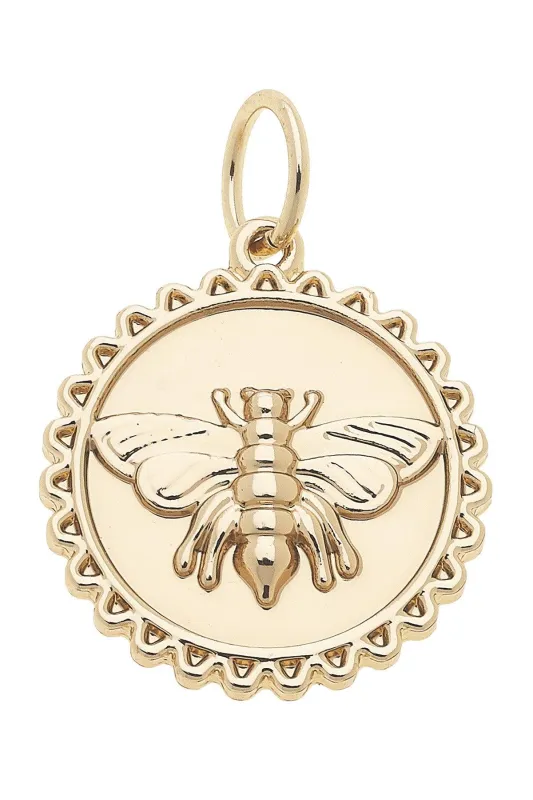 Bumble Bee Medallion Charm in Shiny Gold sold by Canvas Style