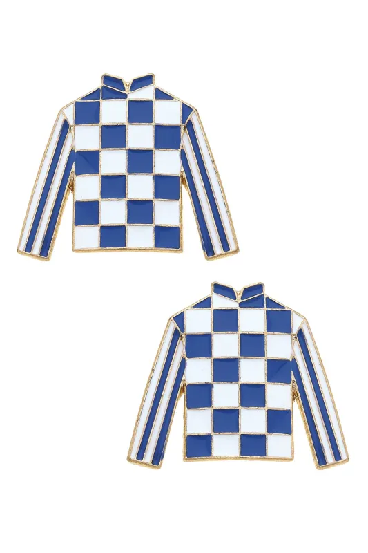 Bluebell Jockey Silk Enamel Stud Earrings sold by Canvas Style