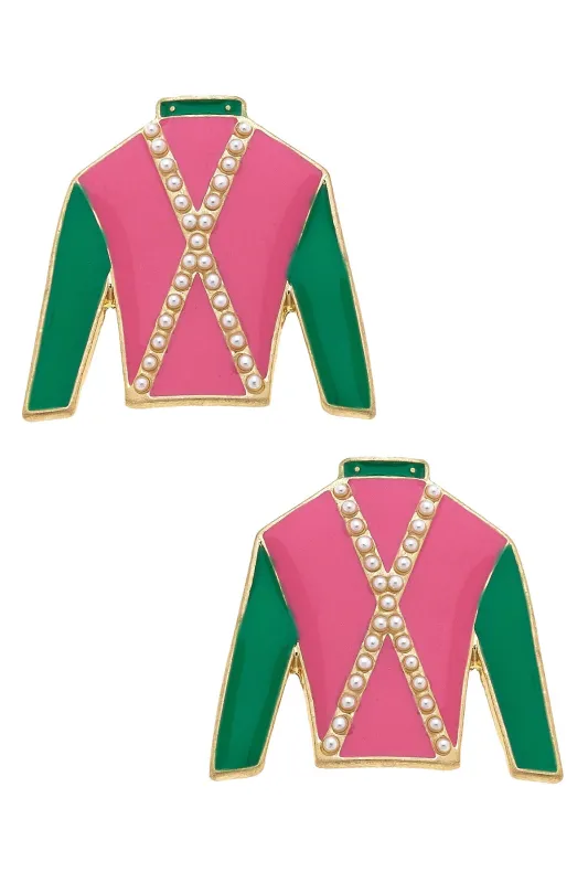 Justify Jockey Silk Enamel Stud Earrings sold by Canvas Style