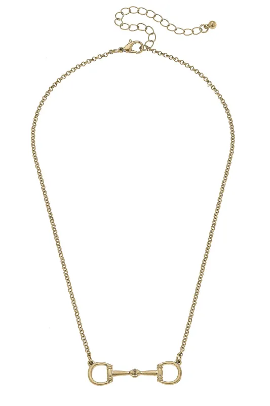 Lou Ann Linked Horsebit Necklace in Shiny Gold sold by Canvas Style
