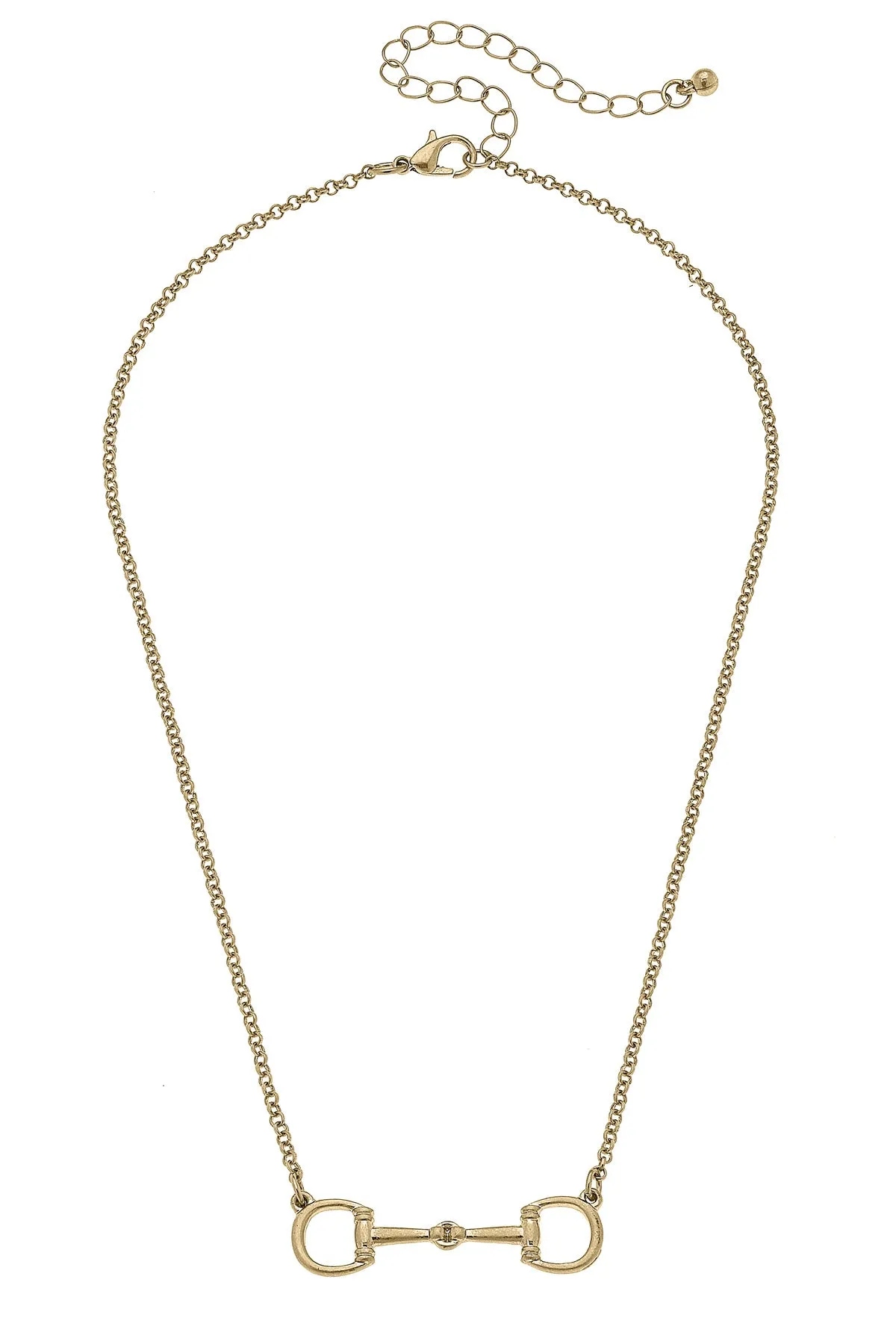 Lou Ann Linked Horsebit Necklace in Shiny Gold sold by Canvas Style