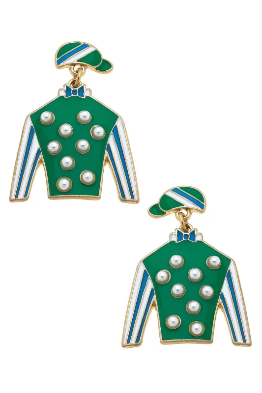 Freckles Jockey Silk Enamel Drop Earrings sold by Canvas Style