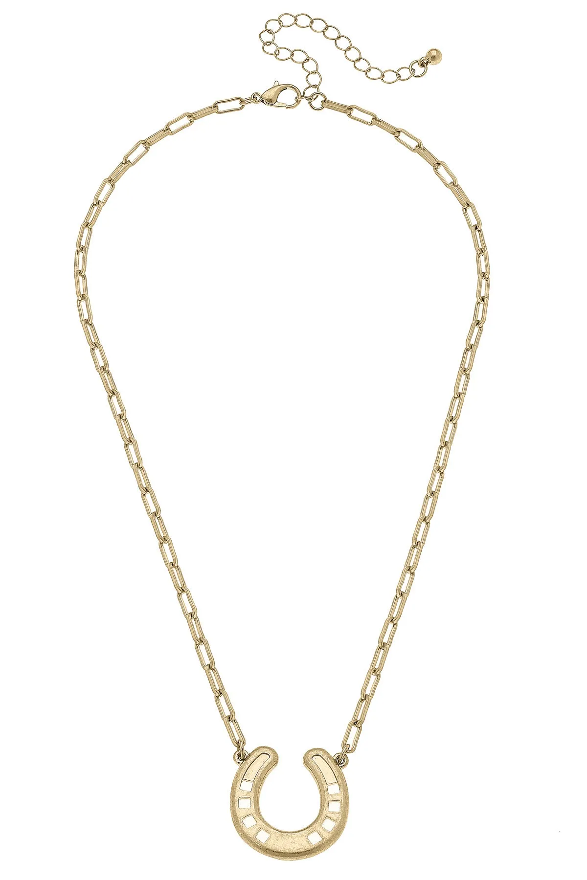 Clyde Horseshoe Pendant Necklace in Shiny Gold sold by Canvas Style
