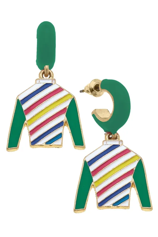 Mabel Jockey Silk Huggie Drop Earrings sold by Canvas Style
