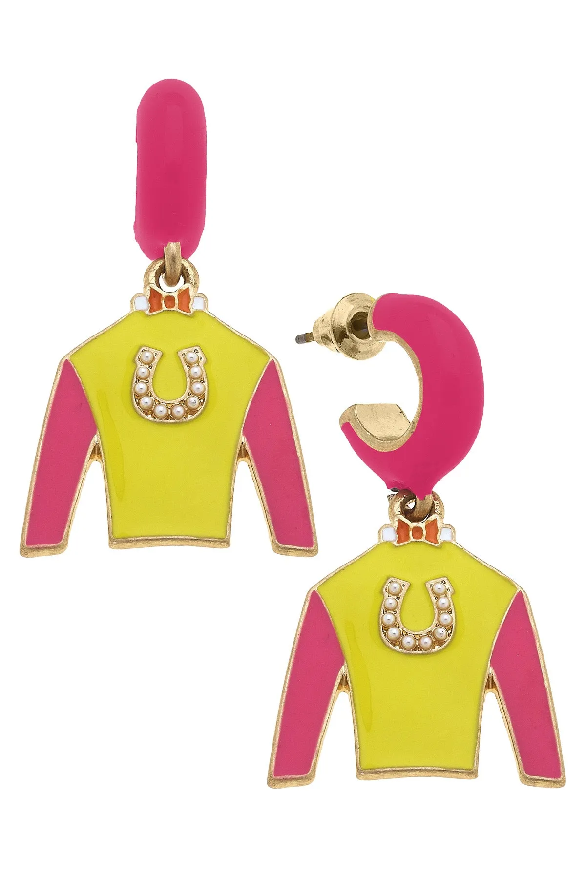 Harley Jockey Silk Huggie Drop Earrings sold by Canvas Style