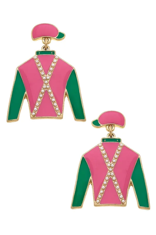 Justify Jockey Silk Enamel Drop Earrings sold by Canvas Style