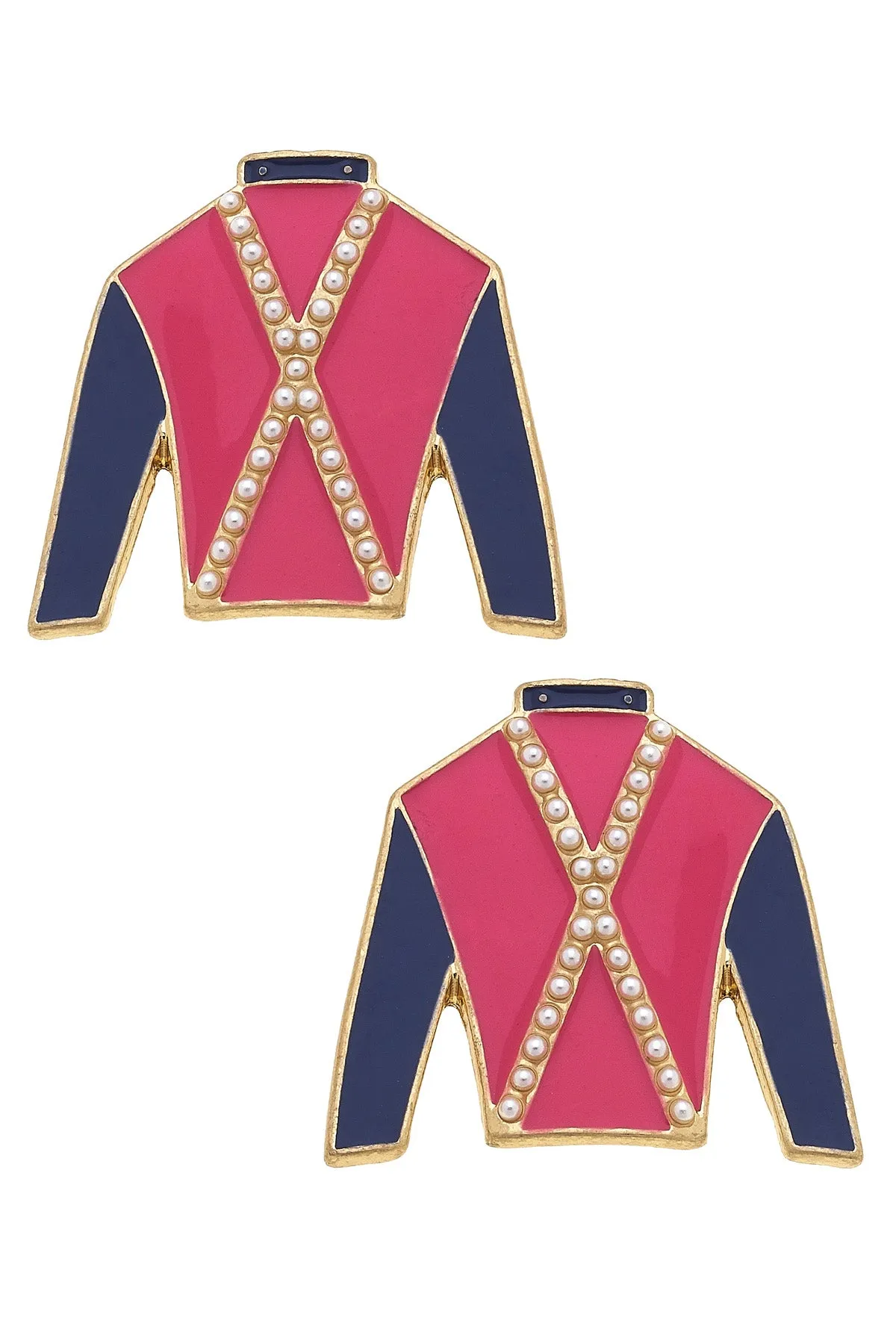 Dixie Jockey Silk Enamel Stud Earrings sold by Canvas Style