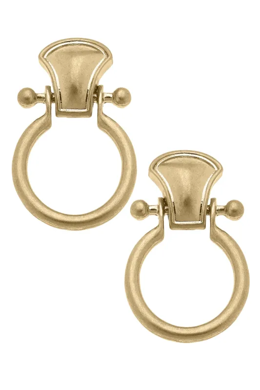 Stevie Horsebit Earrings in Shiny Gold sold by Canvas Style