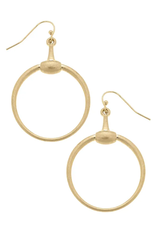 Peyton Horsebit Earrings in Shiny Gold sold by Canvas Style