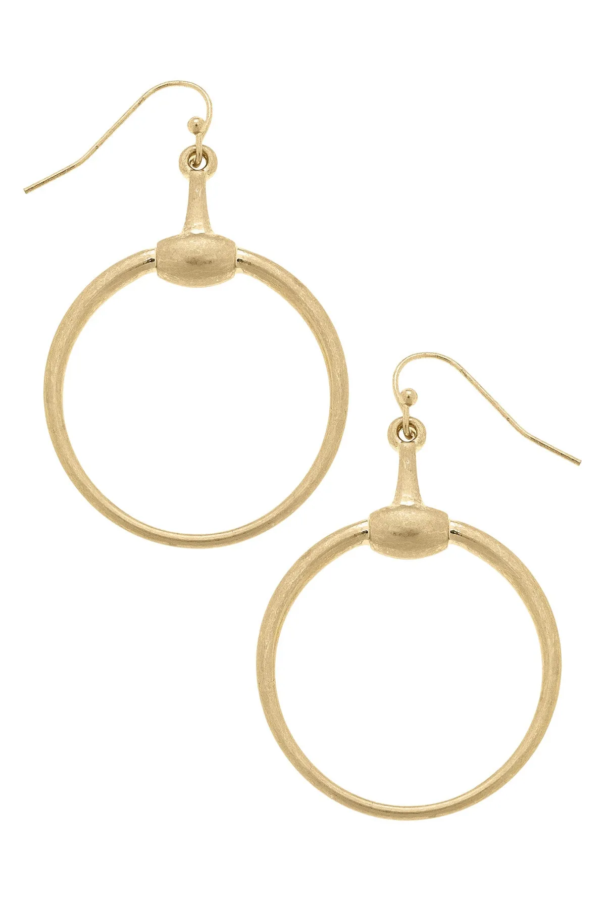 Peyton Horsebit Earrings in Shiny Gold sold by Canvas Style