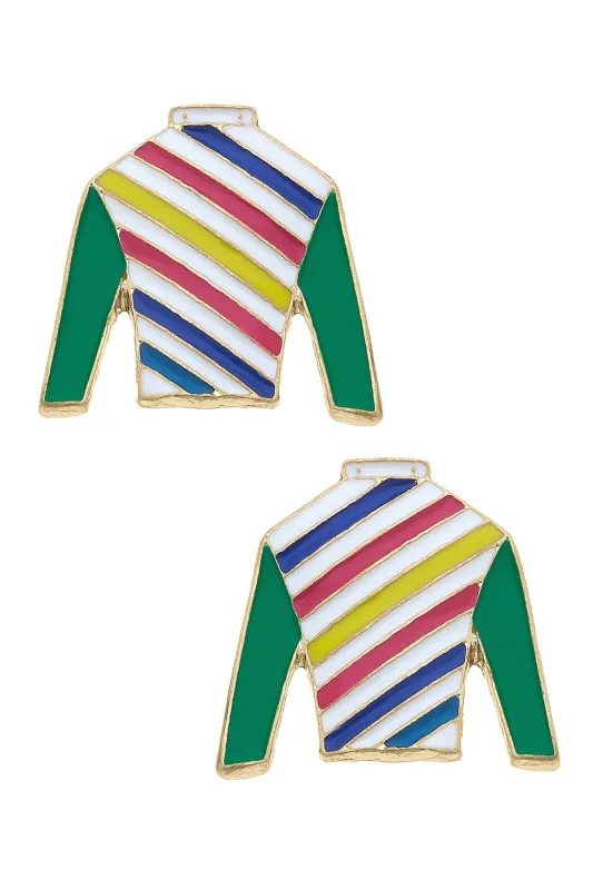 Mabel Jockey Silk Enamel Stud Earrings sold by Canvas Style