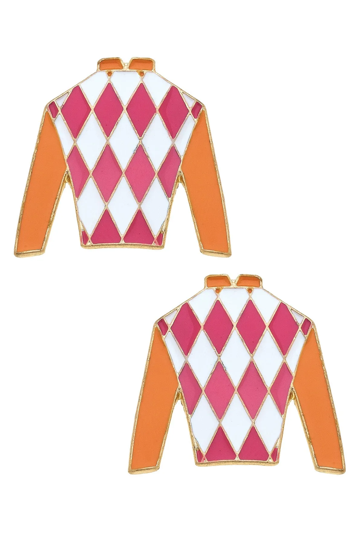 Fiona Jockey Silk Enamel Stud Earrings sold by Canvas Style