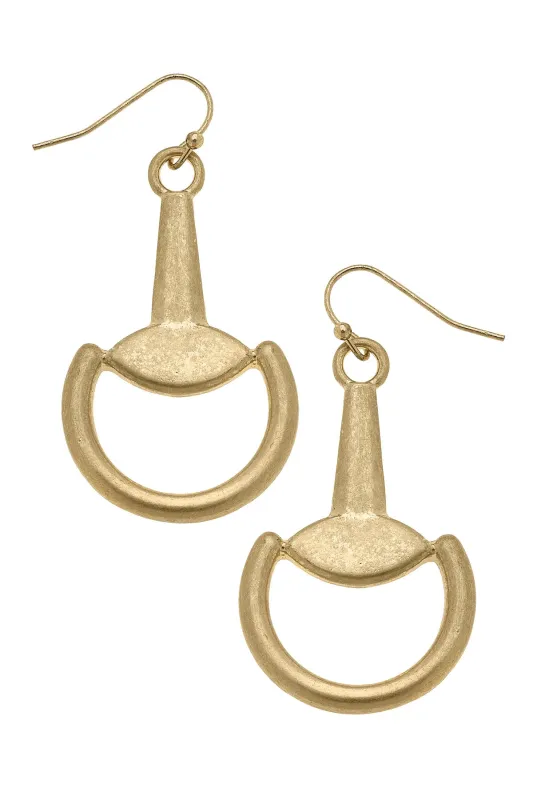 Juniper Horsebit Drop Earrings in Shiny Gold sold by Canvas Style