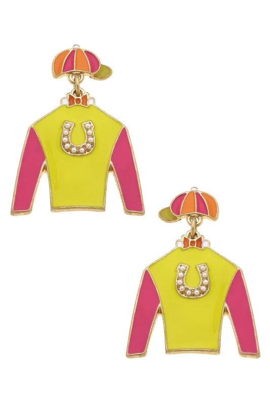 Harley Jockey Silk Enamel Drop Earrings sold by Canvas Style