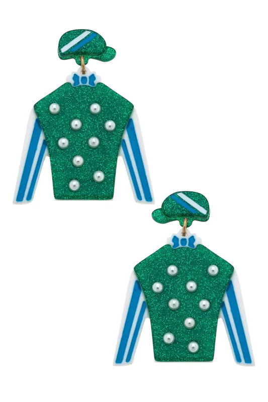 Freckles Jockey Silk Resin Drop Earrings sold by Canvas Style