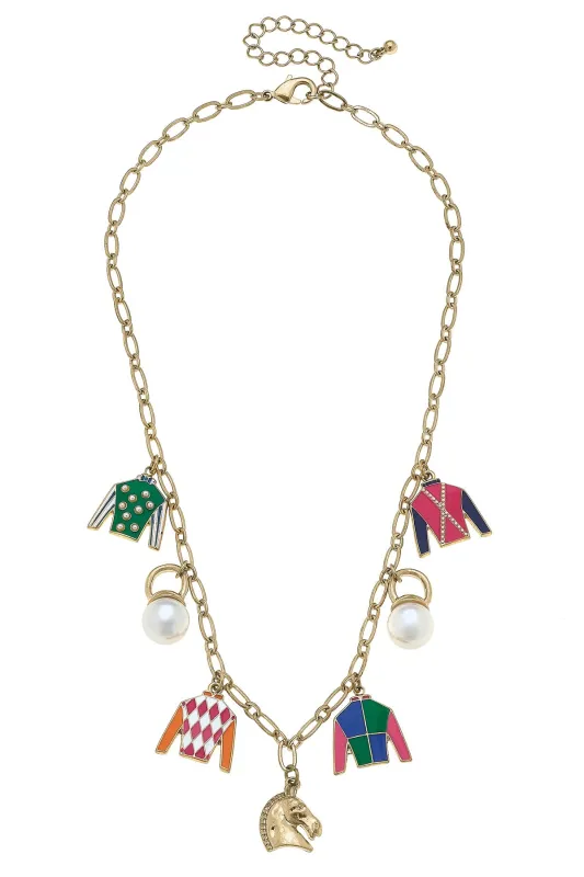 Derby Day Jockey Silk Enamel Charm Necklace sold by Canvas Style