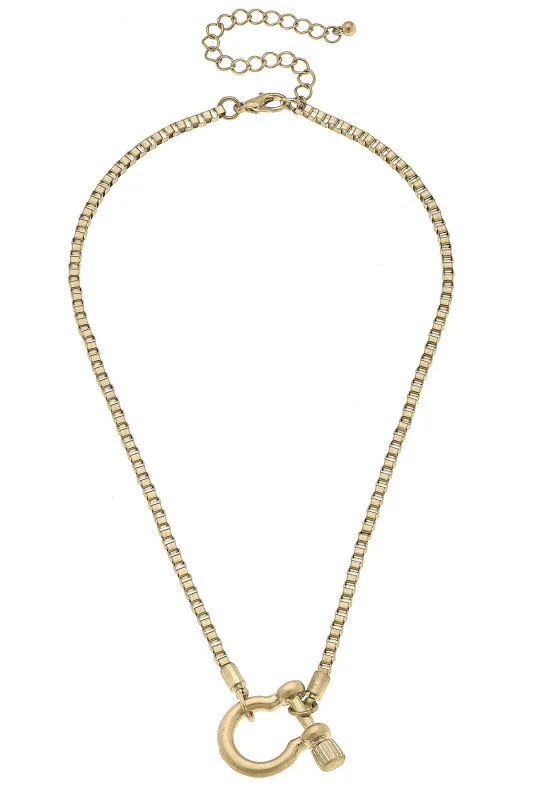 Hayden Box Chain Horsebit Necklace in Shiny Gold sold by Canvas Style