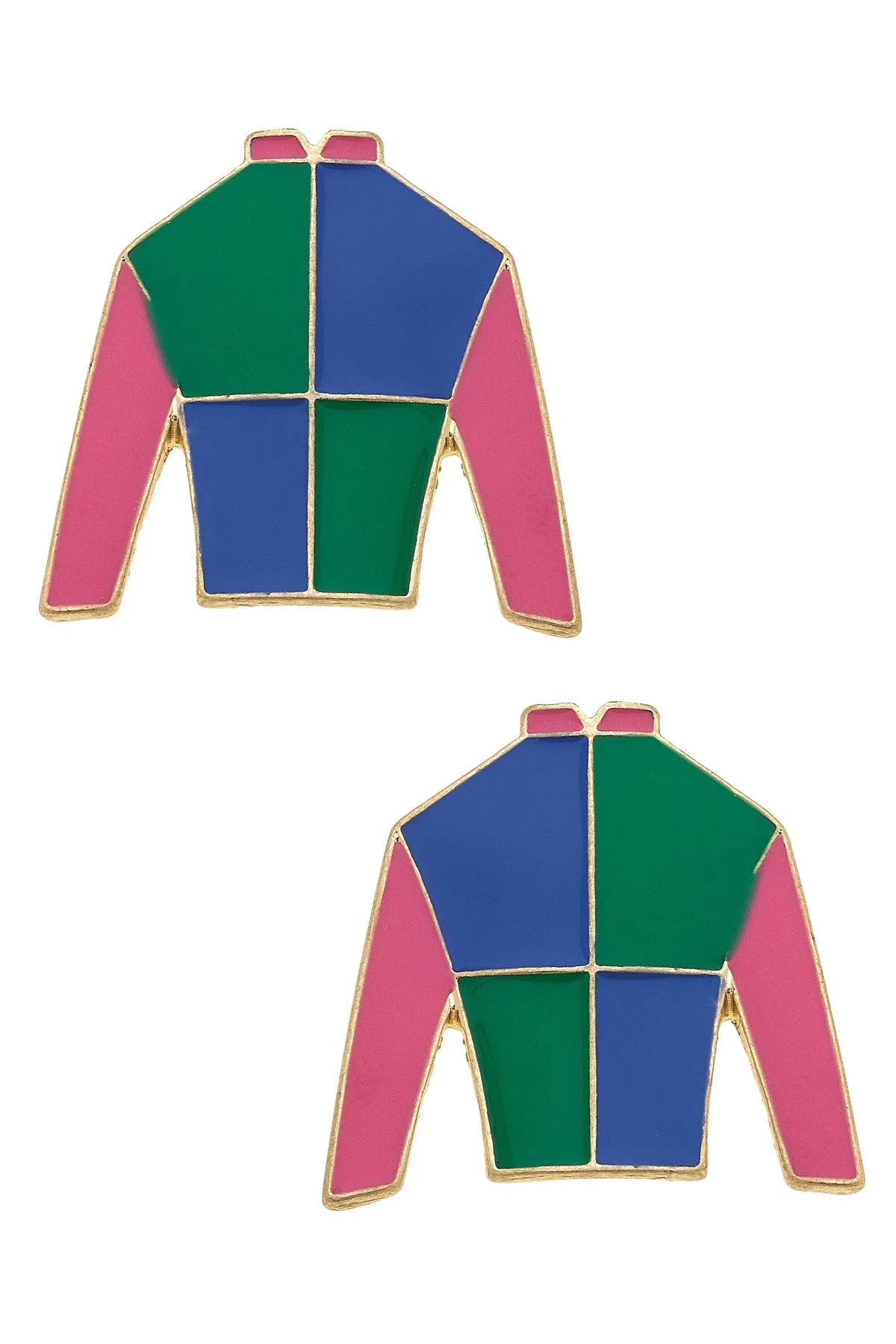 Beau Jockey Silk Enamel Stud Earrings sold by Canvas Style