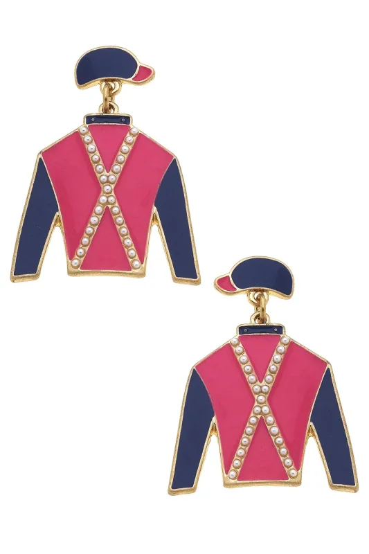 Dixie Jockey Silk Enamel Drop Earrings sold by Canvas Style