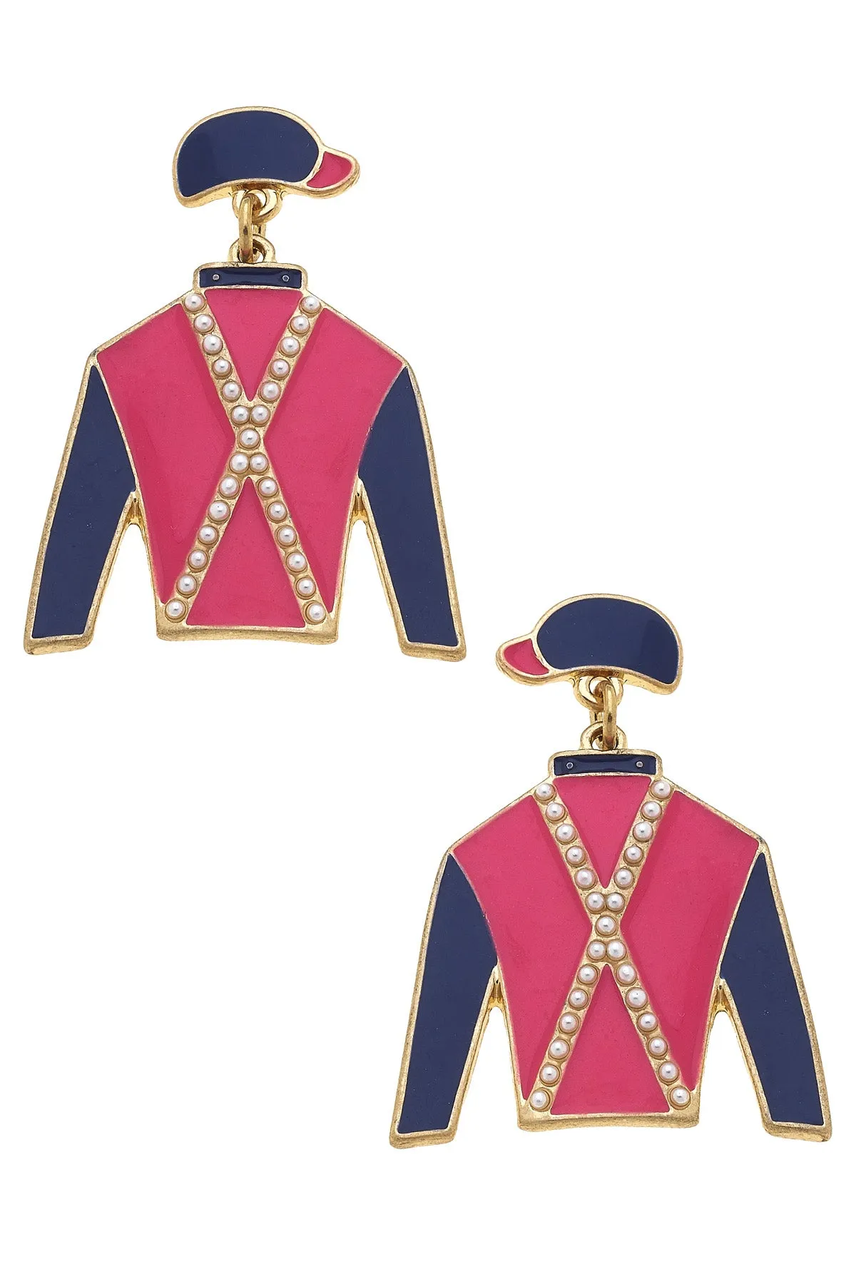 Dixie Jockey Silk Enamel Drop Earrings sold by Canvas Style