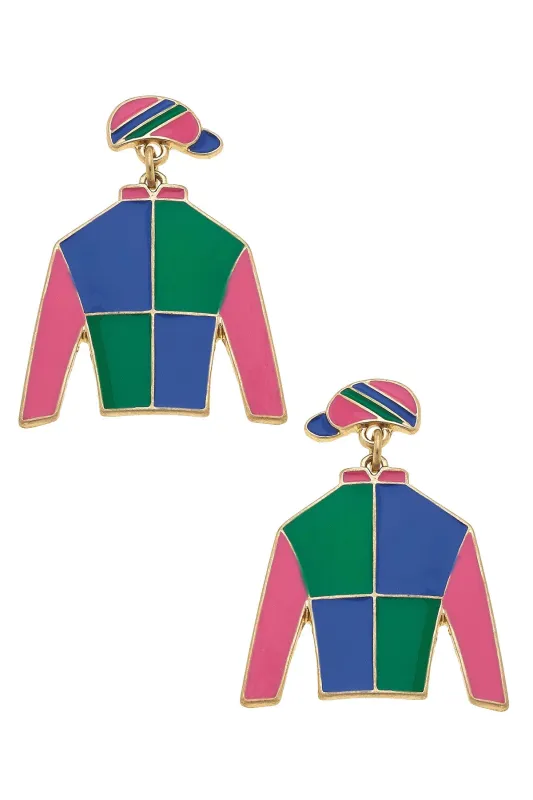 Beau Jockey Silk Enamel Drop Earrings sold by Canvas Style