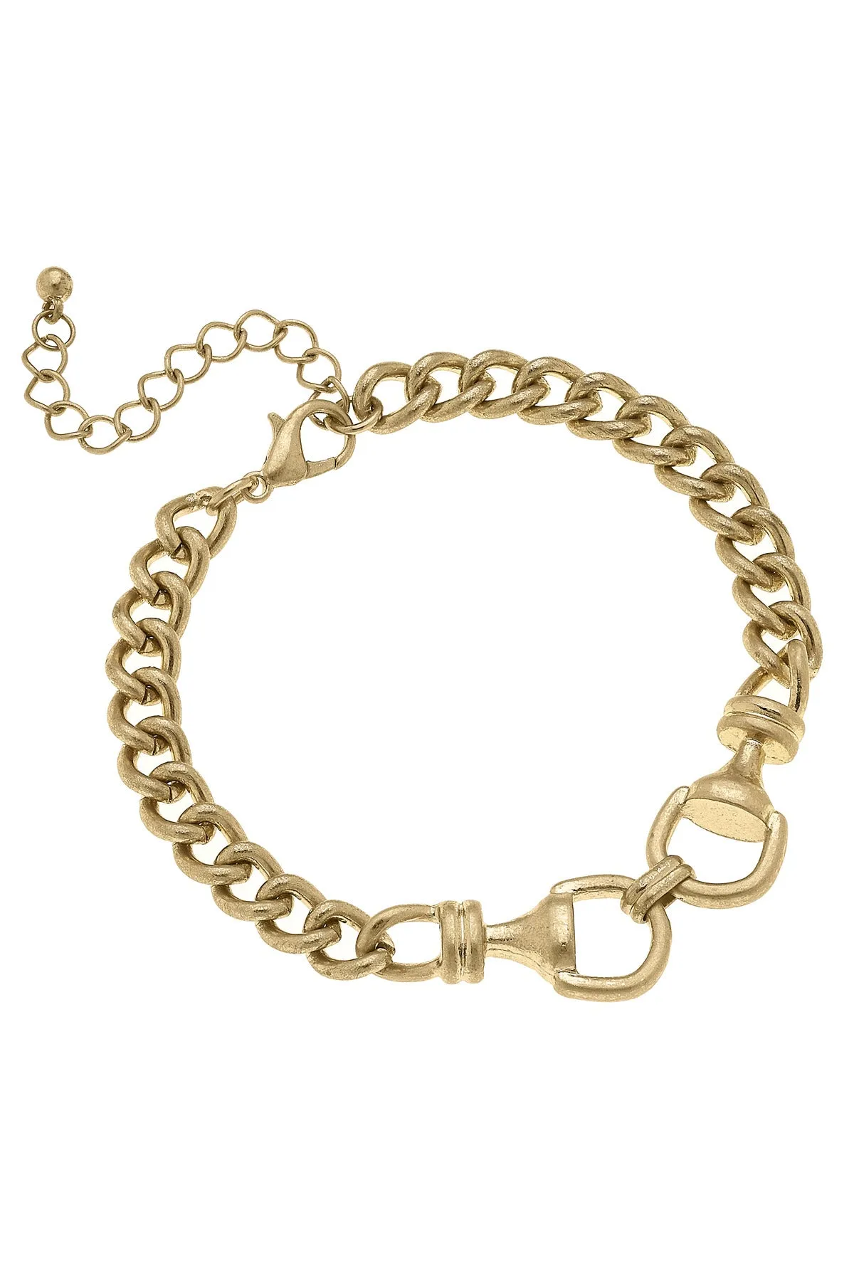 Jacklynn Linked Horsebit Bracelet in Shiny Gold sold by Canvas Style