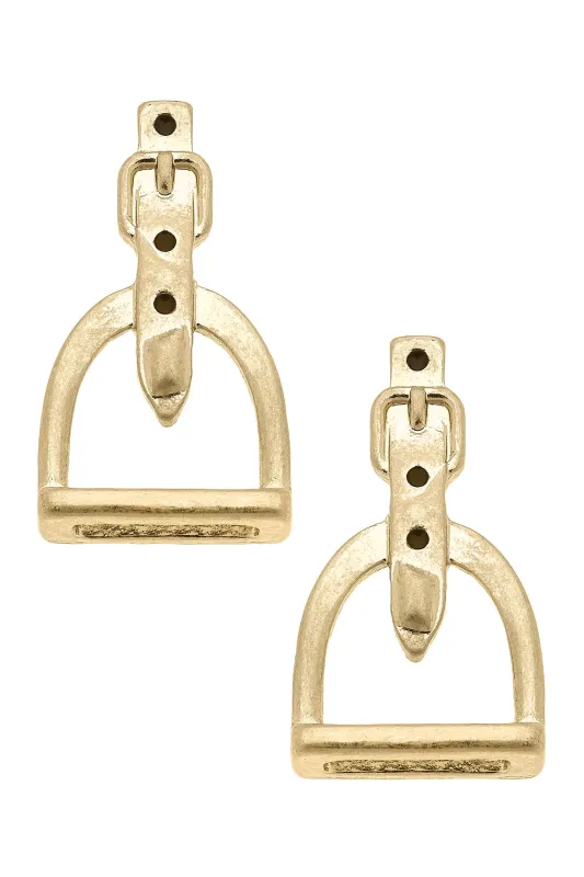 Hunter Stirrup Stud Earrings in Shiny Gold sold by Canvas Style