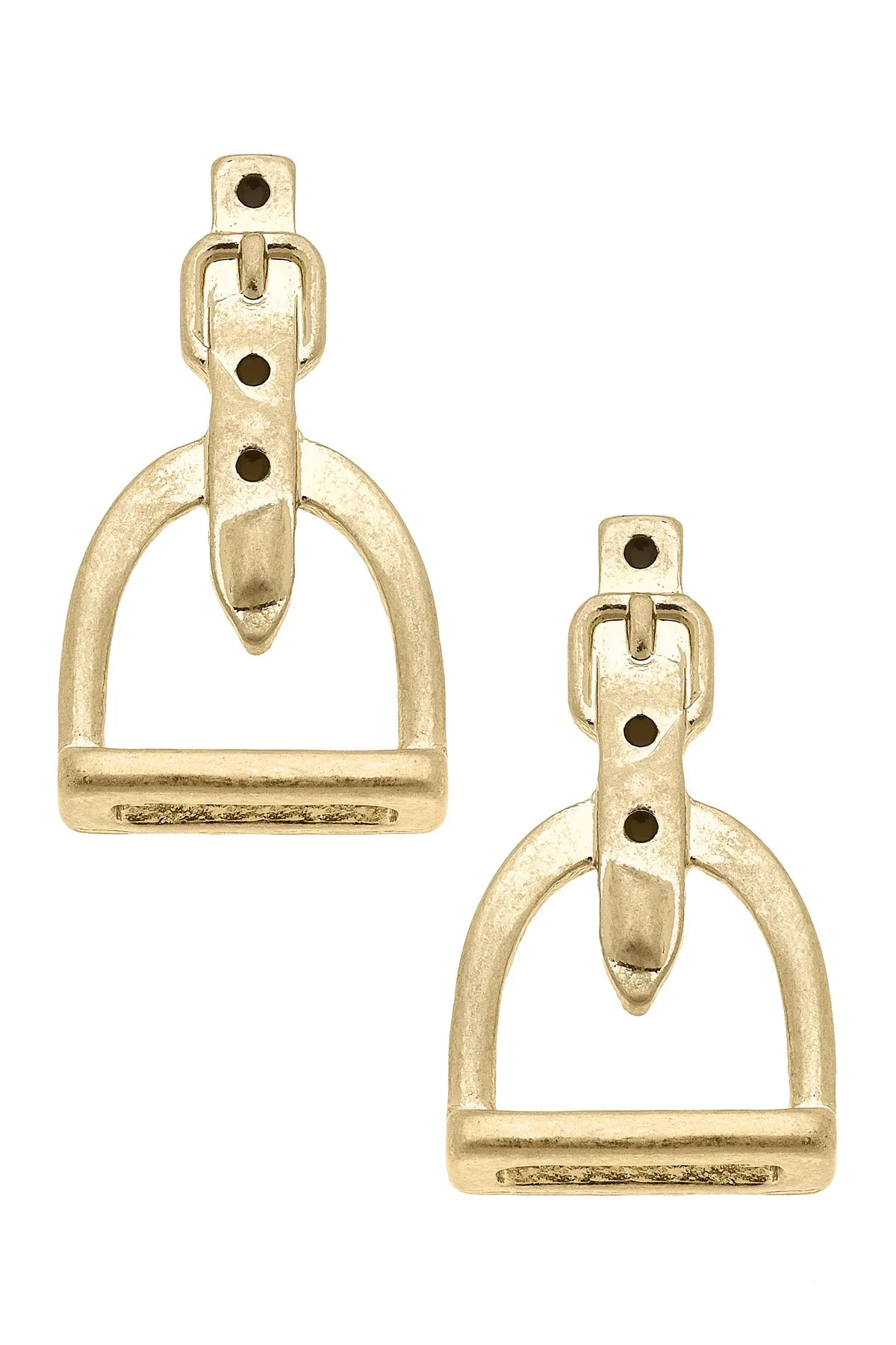 Hunter Stirrup Stud Earrings in Shiny Gold sold by Canvas Style