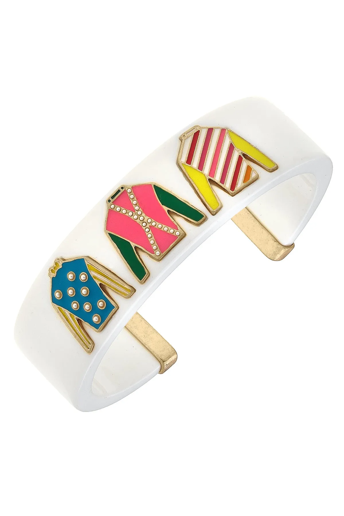 Triple Crown Jockey Silks Resin Cuff sold by Canvas Style