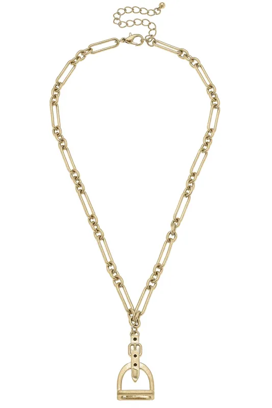 Hunter Stirrup Necklace in Shiny Gold sold by Canvas Style