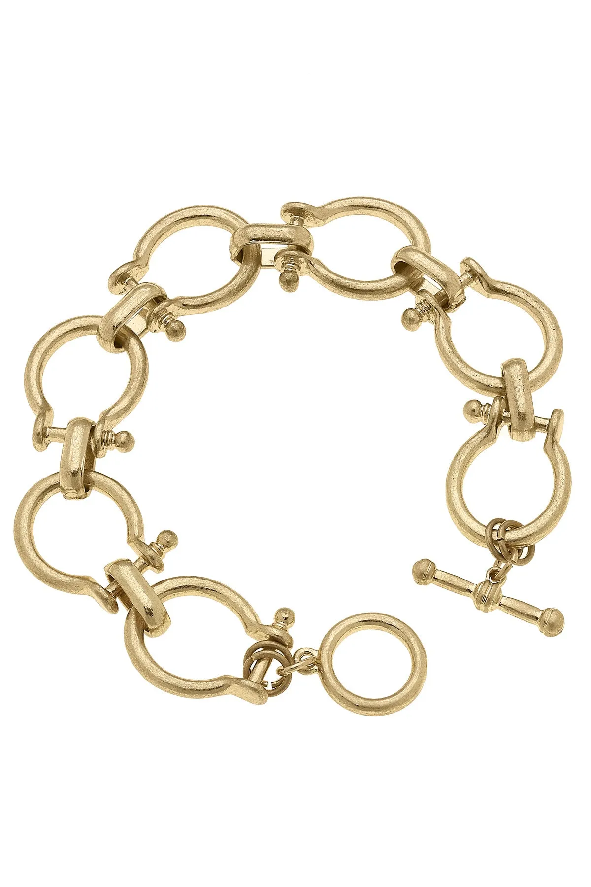 Hayden Horsebit Linked Bracelet in Shiny Gold sold by Canvas Style