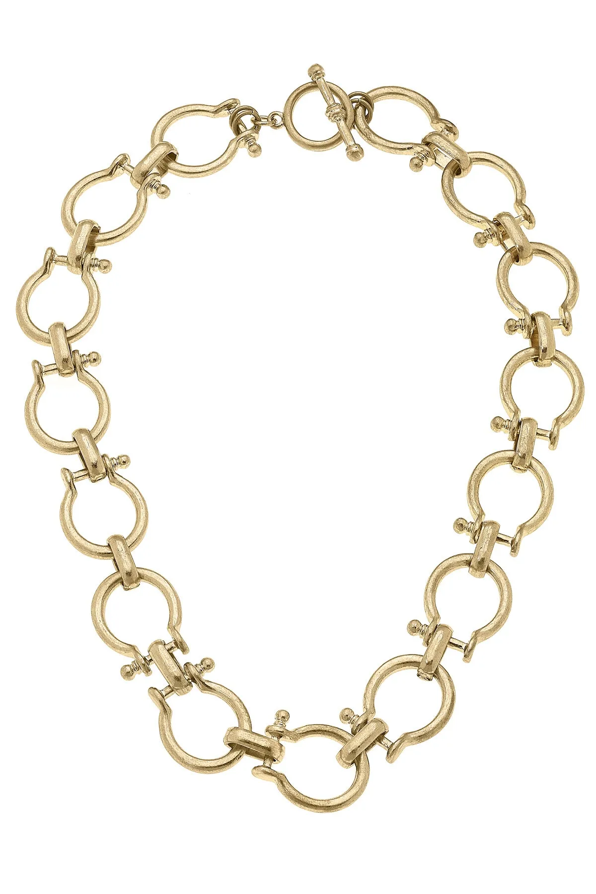 Hayden Horsebit Linked Necklace in Shiny Gold sold by Canvas Style