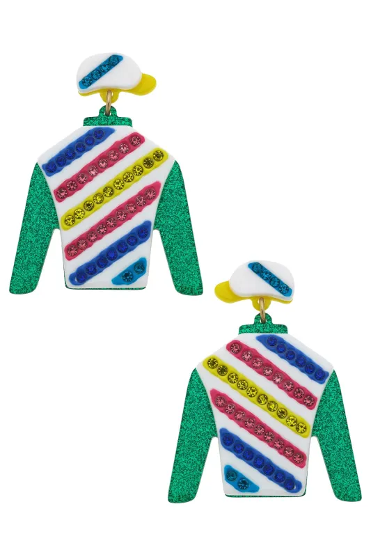 Mabel Jockey Silk Resin Drop Earrings sold by Canvas Style