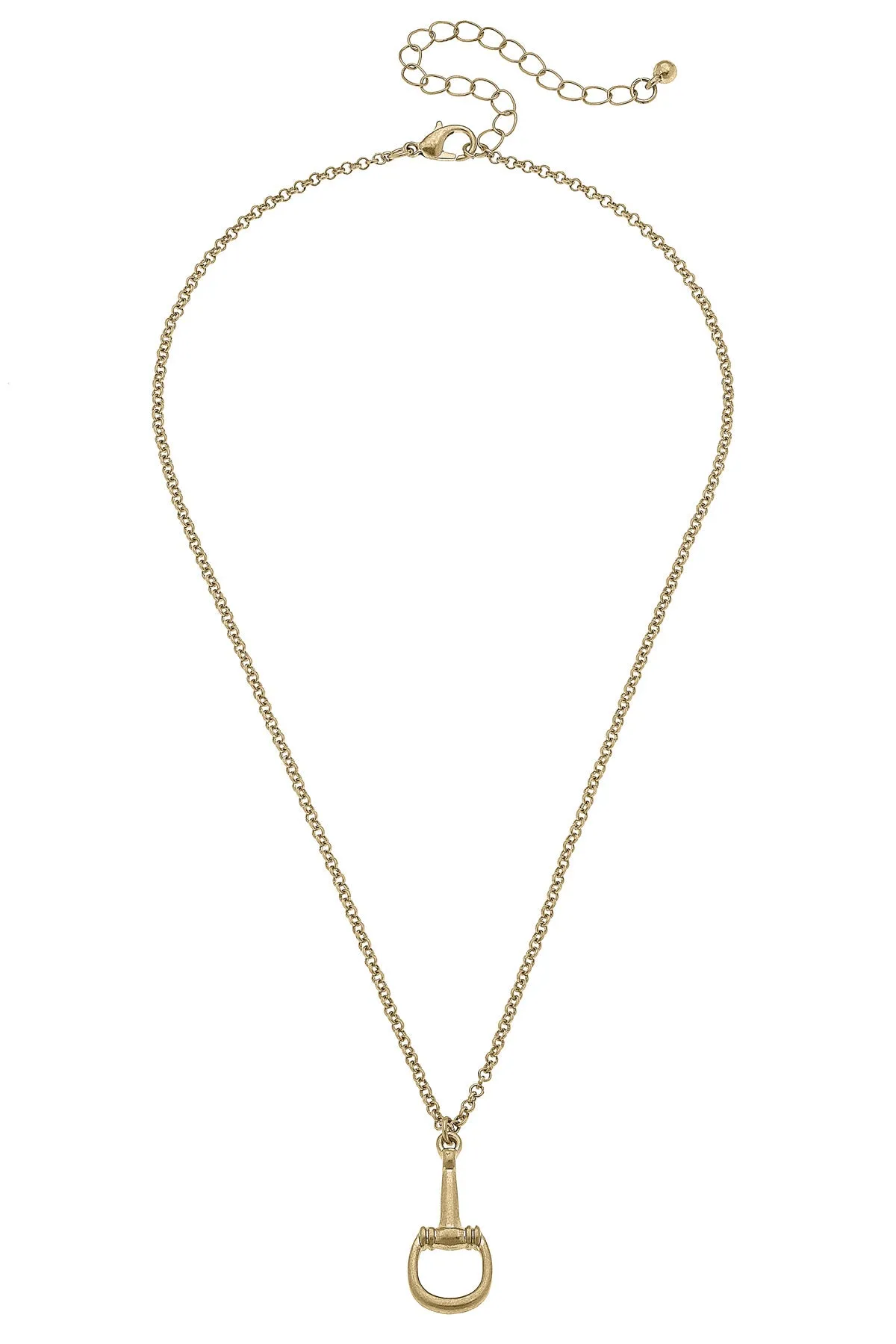 Lou Ann Horsebit Pendant Necklace in Shiny Gold sold by Canvas Style