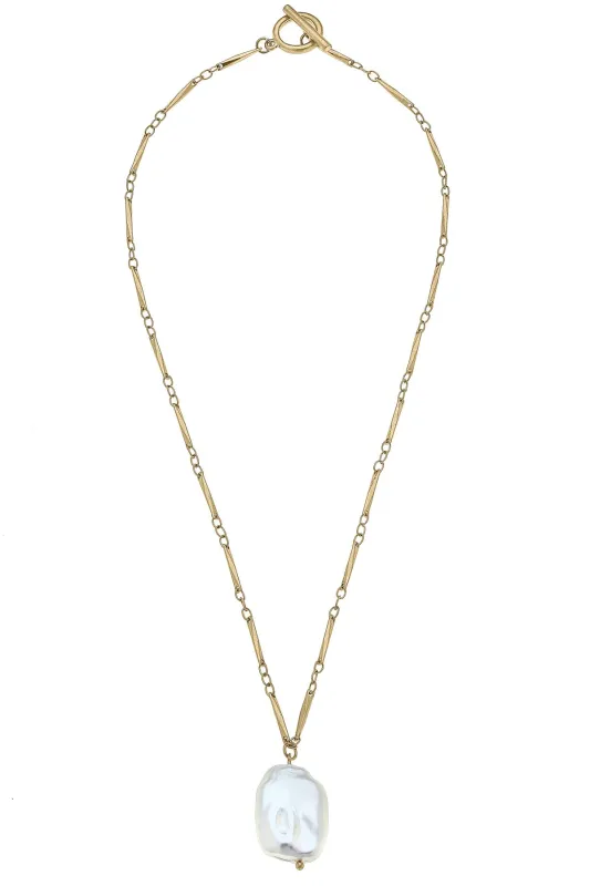 Martin Equestrian Pearl Pendant Necklace in Ivory made by Canvas Style