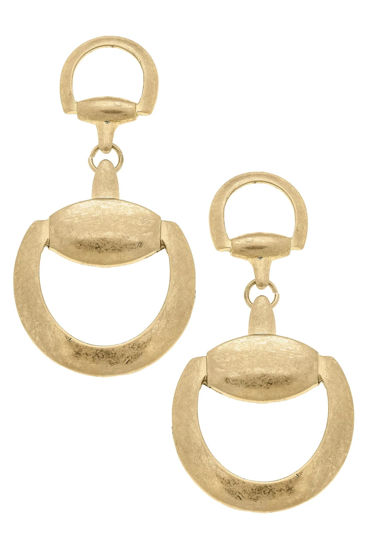 Elise Horsebit Drop Earrings in Shiny Gold sold by Canvas Style