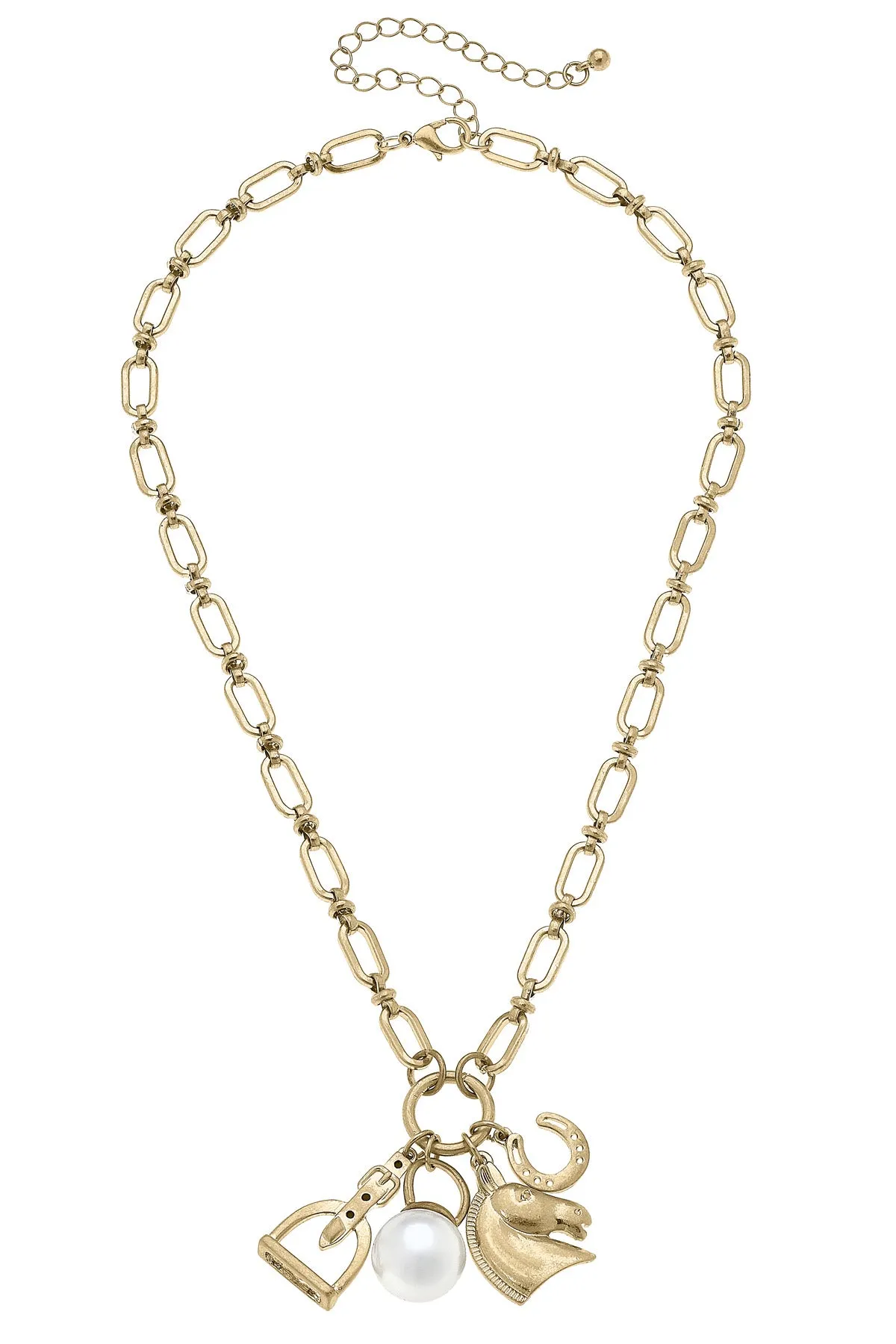 Rosalind Equestrian Charm Necklace in Shiny Gold sold by Canvas Style