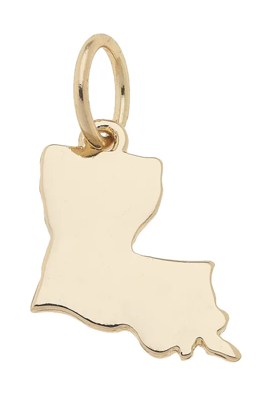 Louisana Shaped State Charm in Shiny Gold sold by Canvas Style