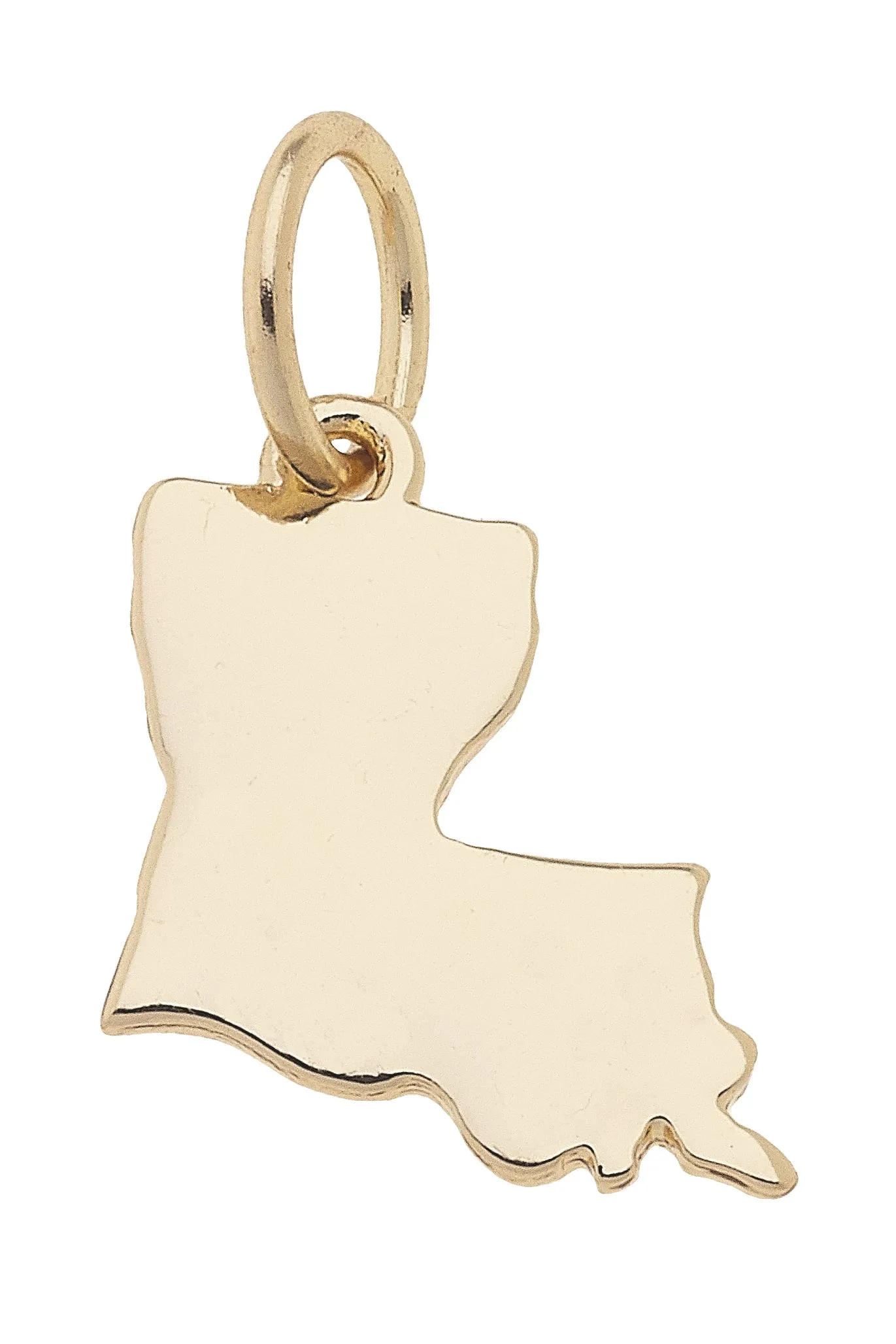 Louisana Shaped State Charm in Shiny Gold sold by Canvas Style