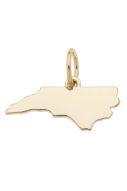 North Carolina Shaped State Charm in Shiny Gold sold by Canvas Style