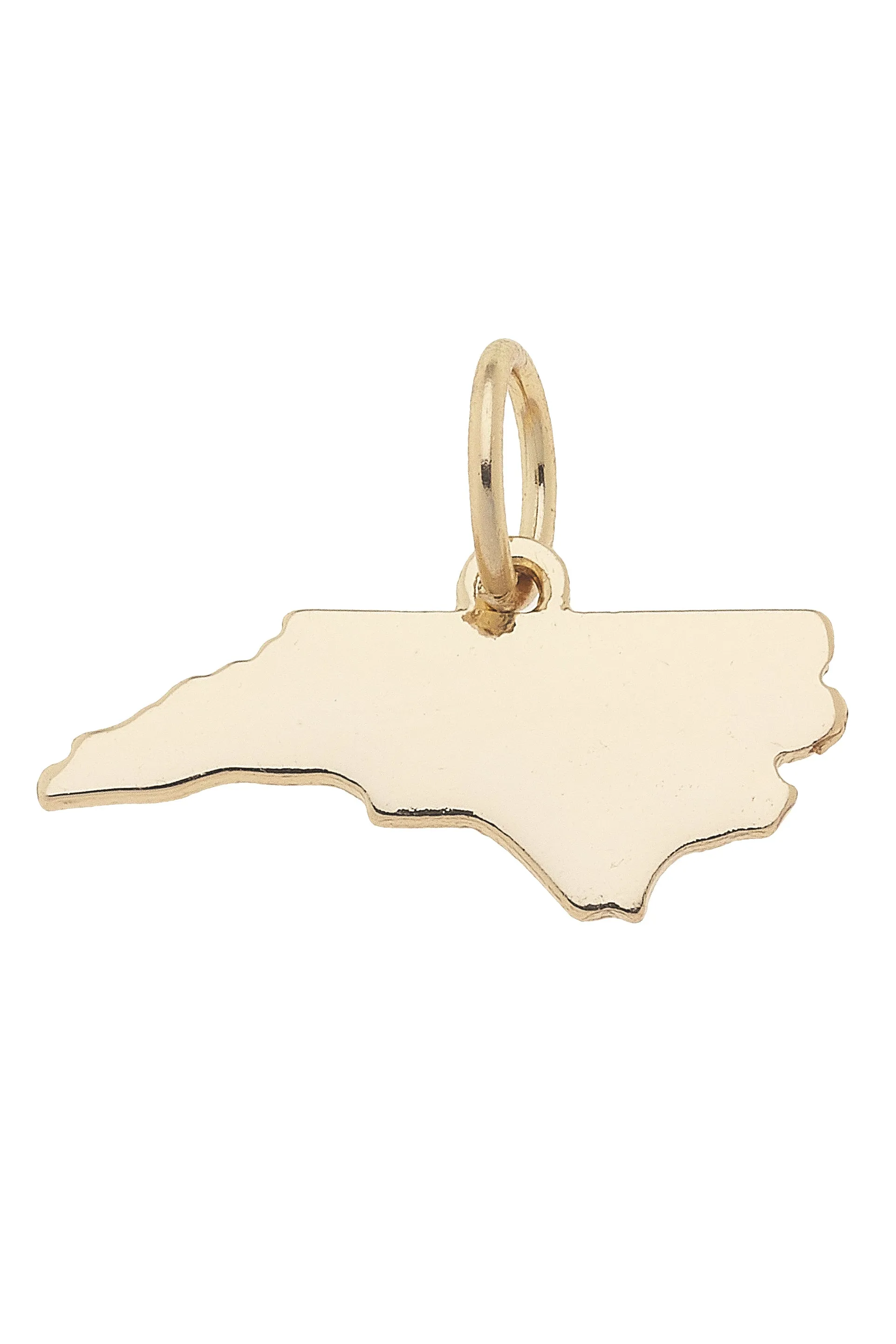 North Carolina Shaped State Charm in Shiny Gold sold by Canvas Style